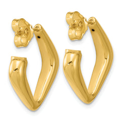 14K Polished Hollow J-Hoop Post Earrings
