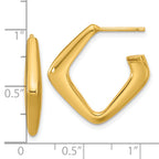 14K Polished Hollow J-Hoop Post Earrings