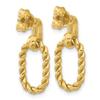 14K Polished and Twisted Oval Link Dangle Post Earrings