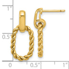 14K Polished and Twisted Oval Link Dangle Post Earrings