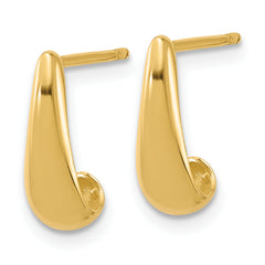 14K Polished J-Hoop Post Earrings