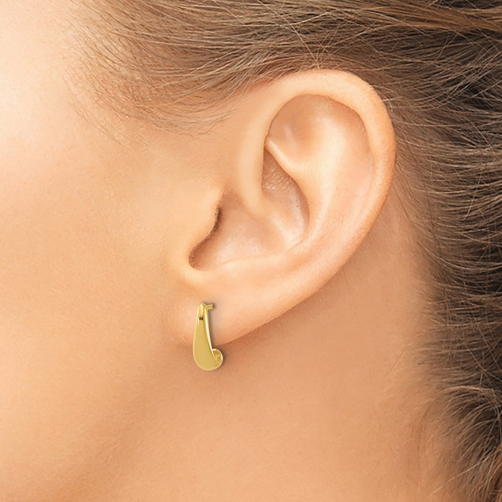 14K Polished J-Hoop Post Earrings