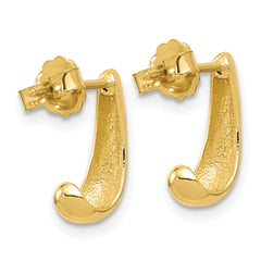 14K Polished J-Hoop Post Earrings
