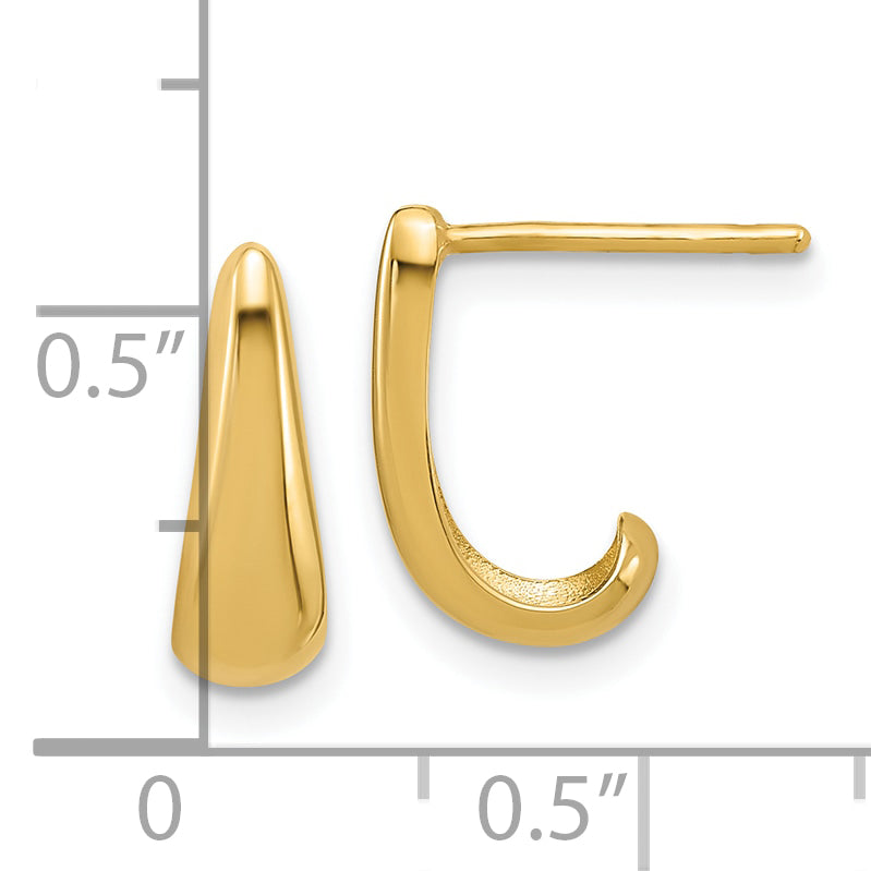 14K Polished J-Hoop Post Earrings