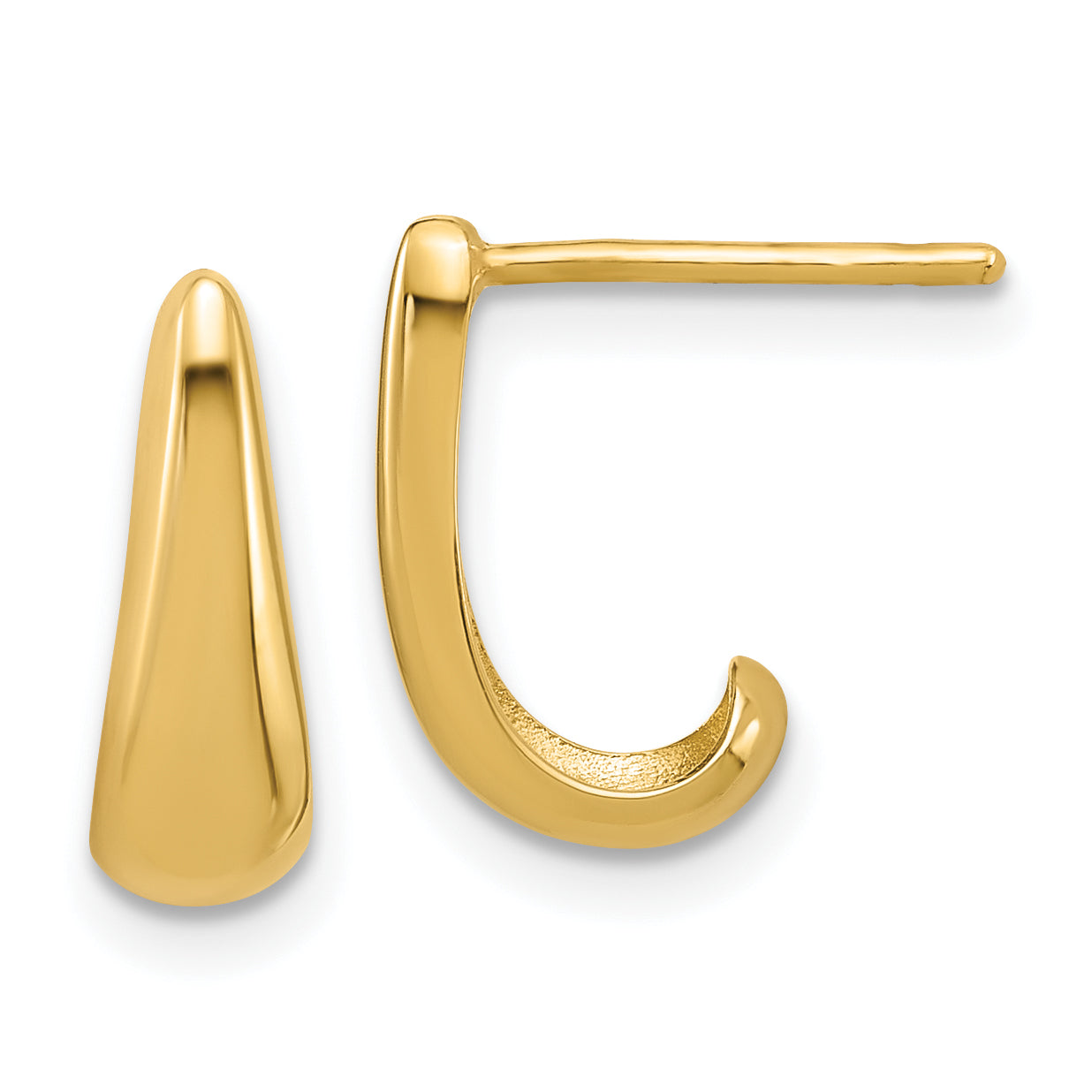 14K Polished J-Hoop Post Earrings Main image