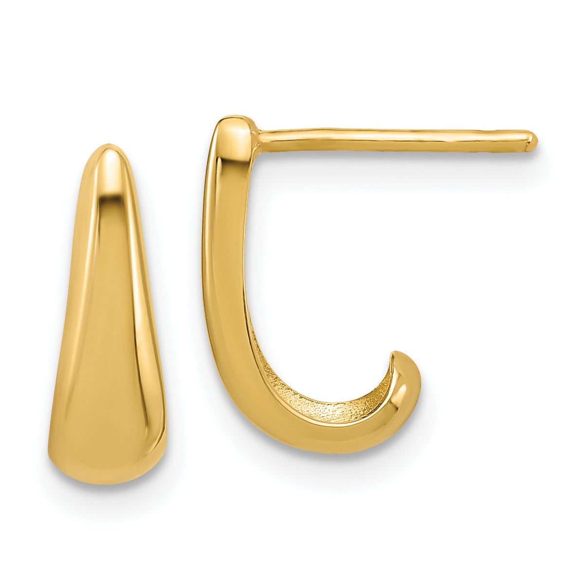14K Polished J-Hoop Post Earrings