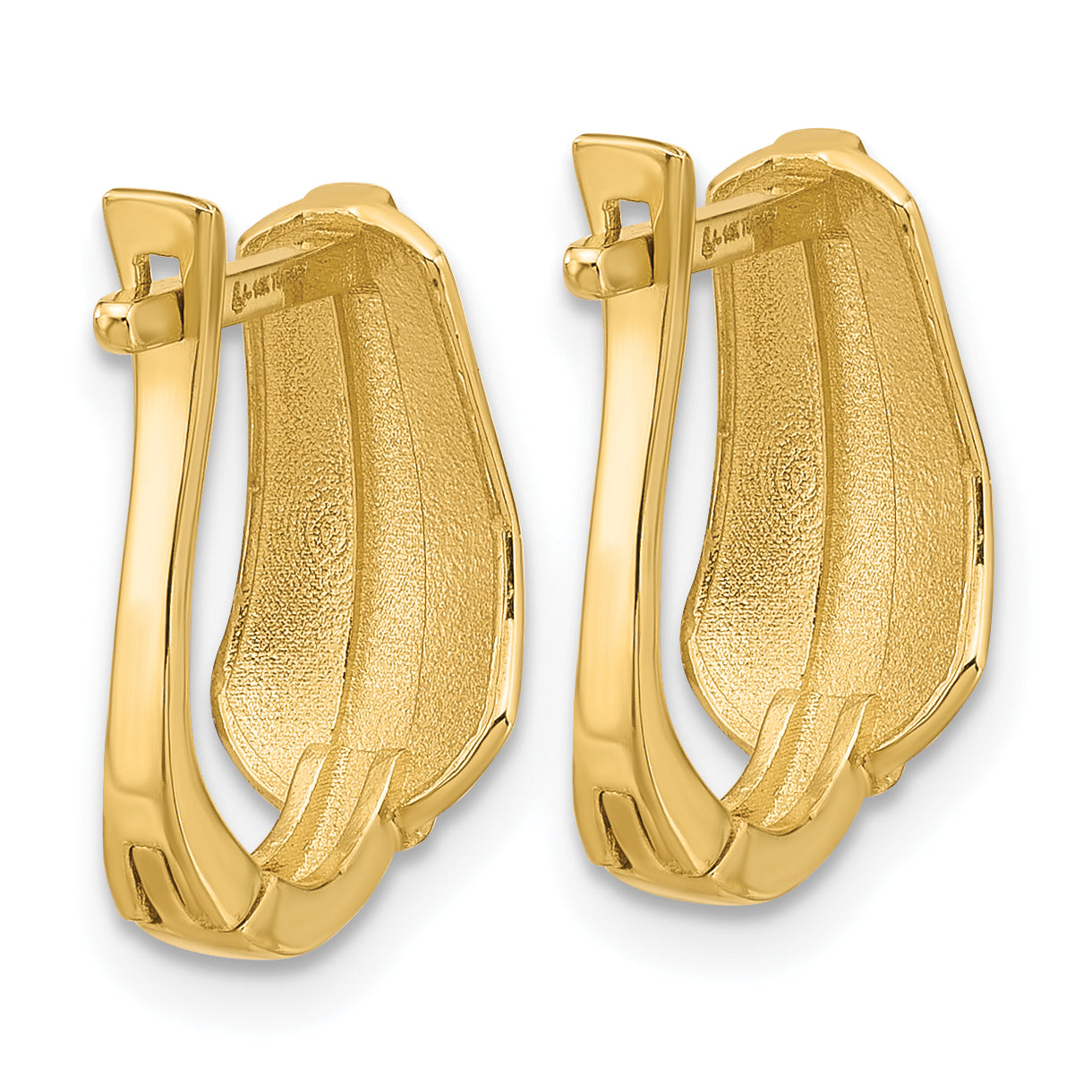 14K with Rhodium Polished Hinged Hoop Earrings