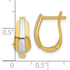 14K with Rhodium Polished Hinged Hoop Earrings