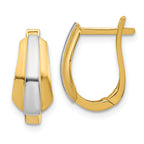 14K with Rhodium Polished Hinged Hoop Earrings