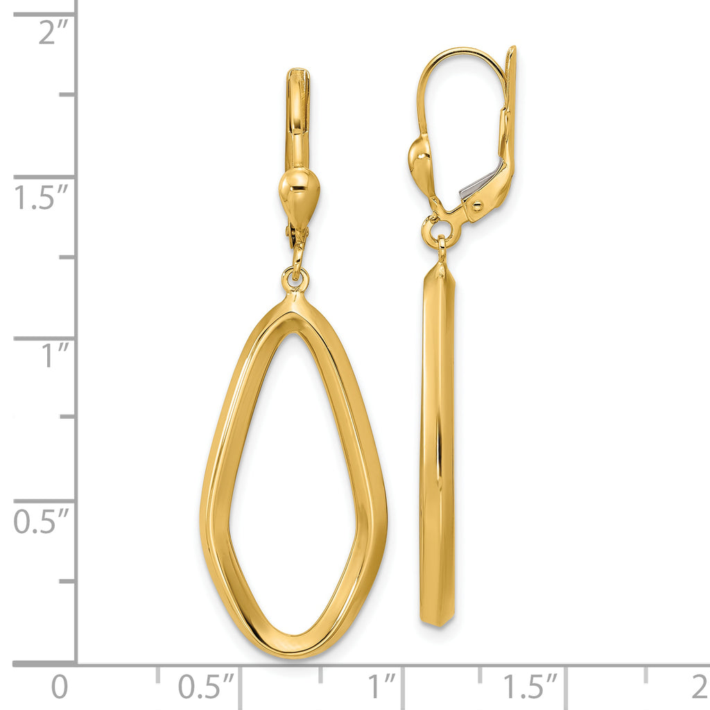 14K Polished Dangle Leverback Earrings
