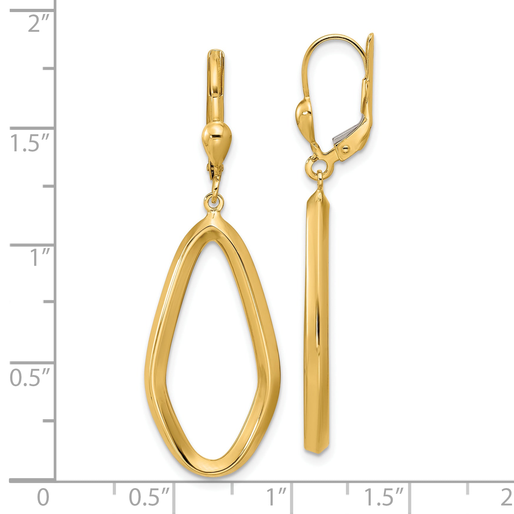 14K Polished Dangle Leverback Earrings