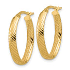 14K Polished and Grooved Oval Hoop Earrings