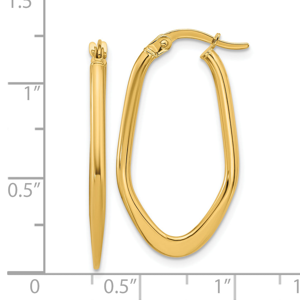 14K Polished Oval Hoop Earrings