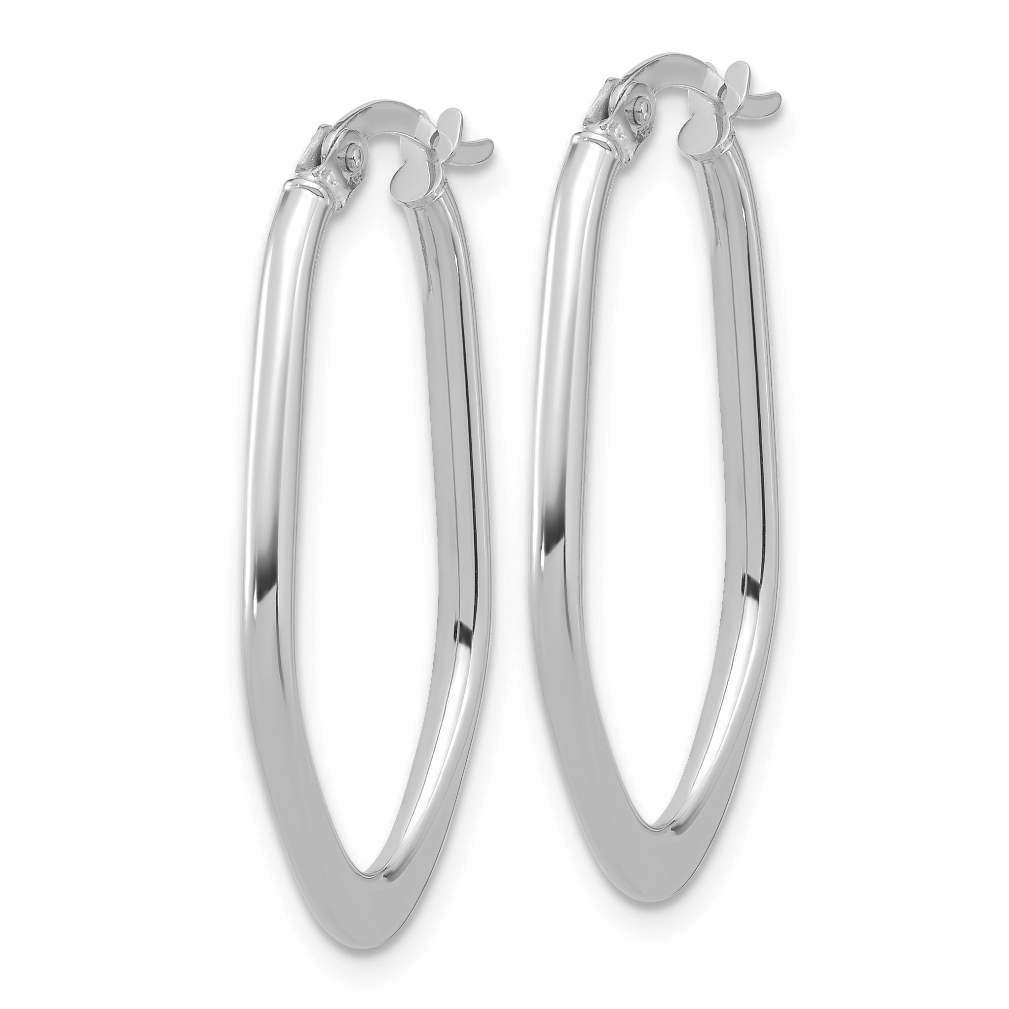 14K White Gold Polished Oval Hoop Earrings Secondary image