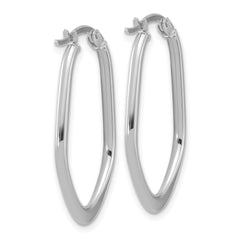 14K White Gold Polished Oval Hoop Earrings