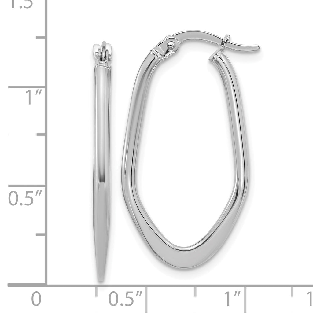 14K White Gold Polished Oval Hoop Earrings