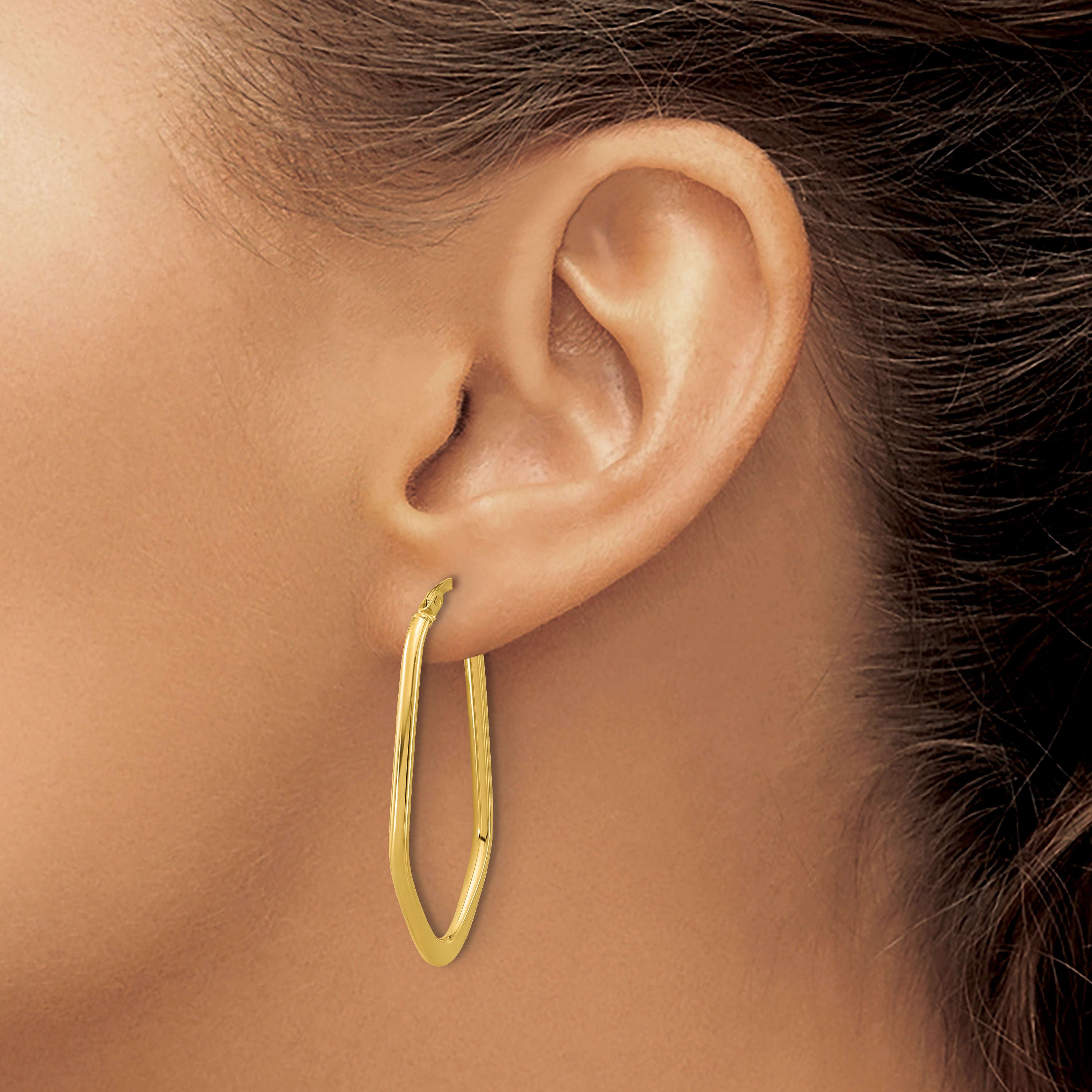 14K Polished Oval Hoop Earrings