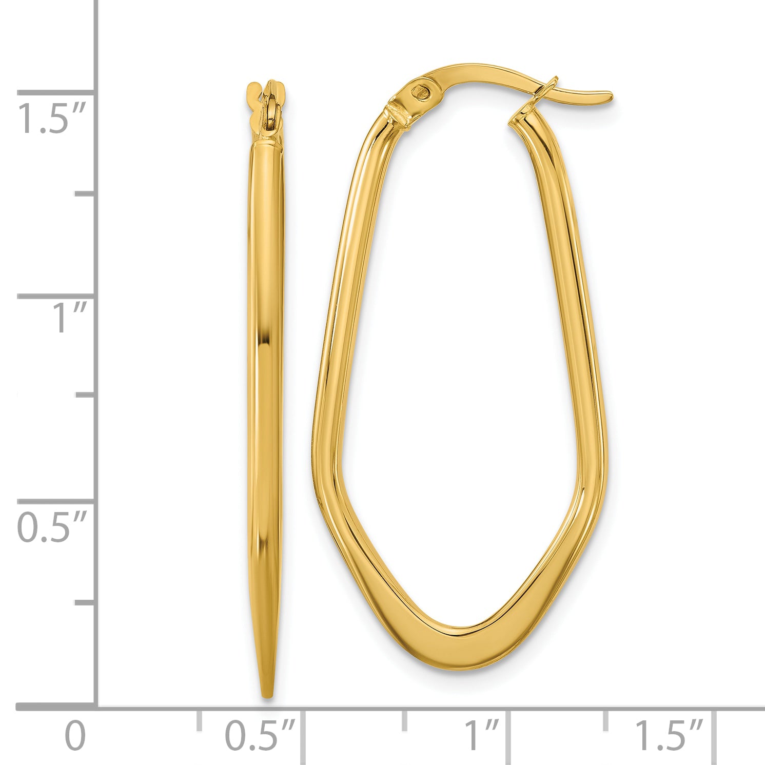 14K Polished Oval Hoop Earrings