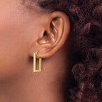 14K Polished Rectangle Hoop Earrings
