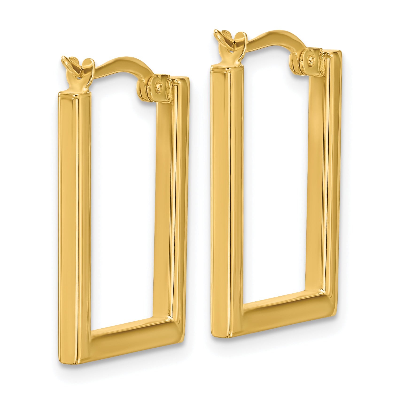 14K Polished Rectangle Hoop Earrings