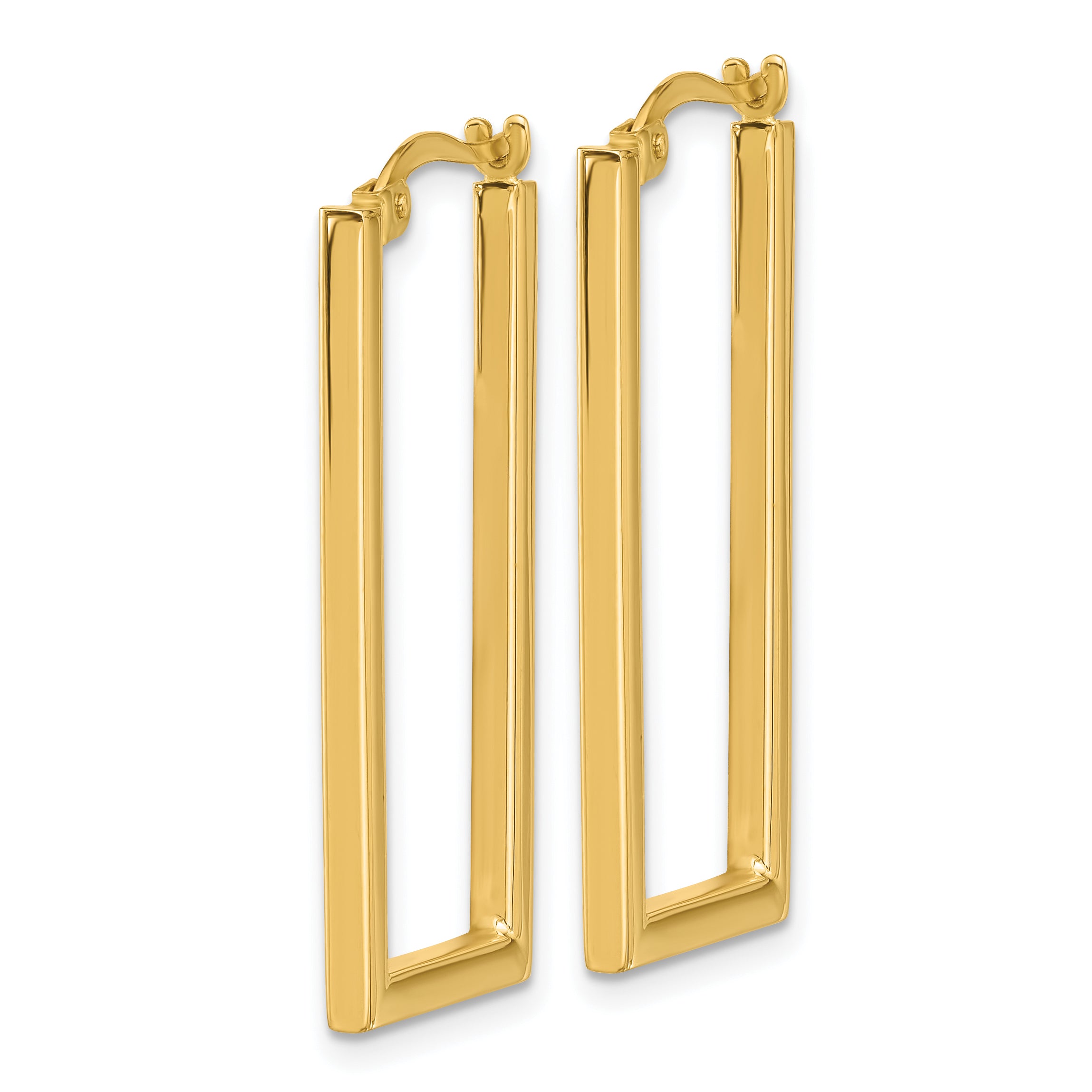 14K Polished Rectangle Hoop Earrings Secondary image