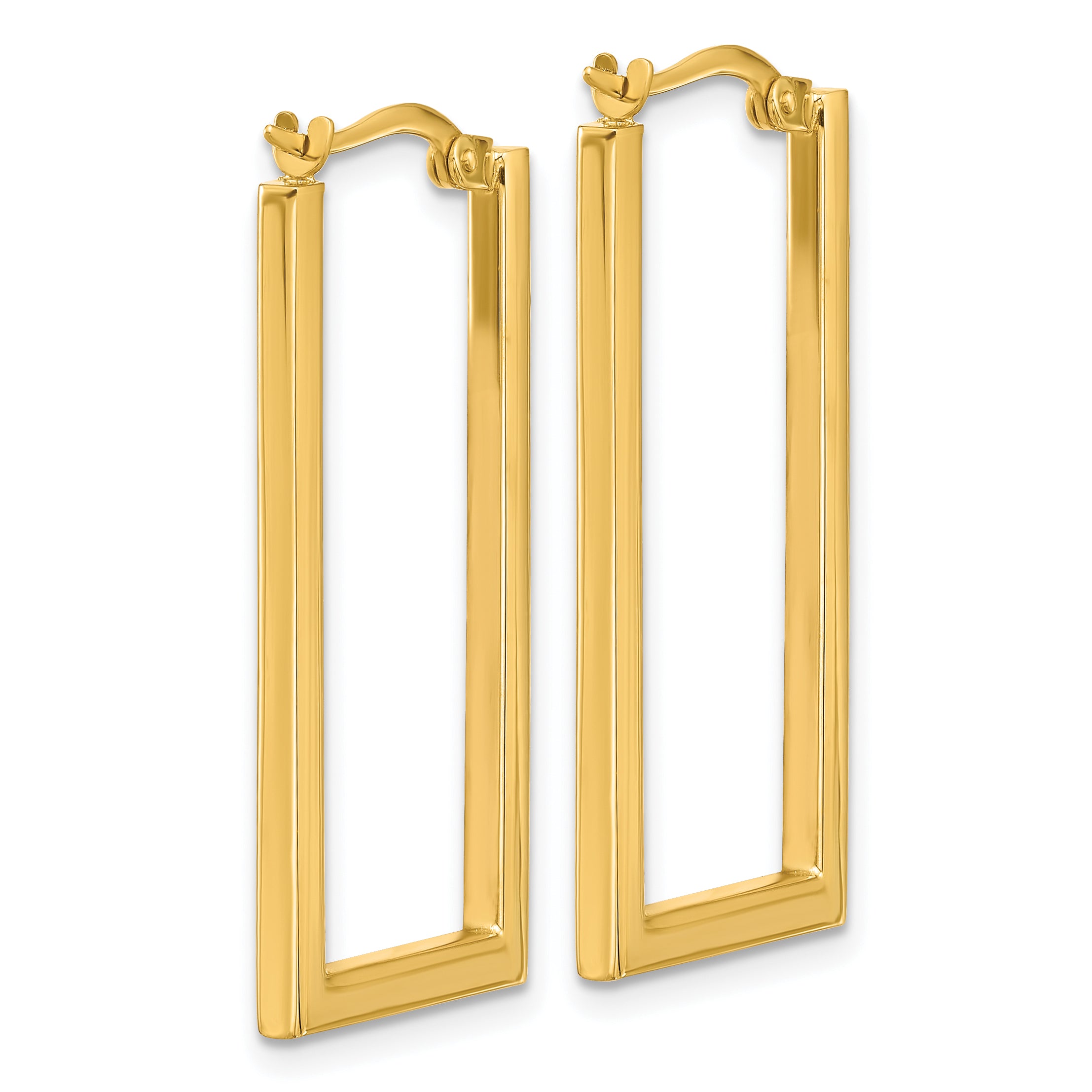 14K Polished Rectangle Hoop Earrings
