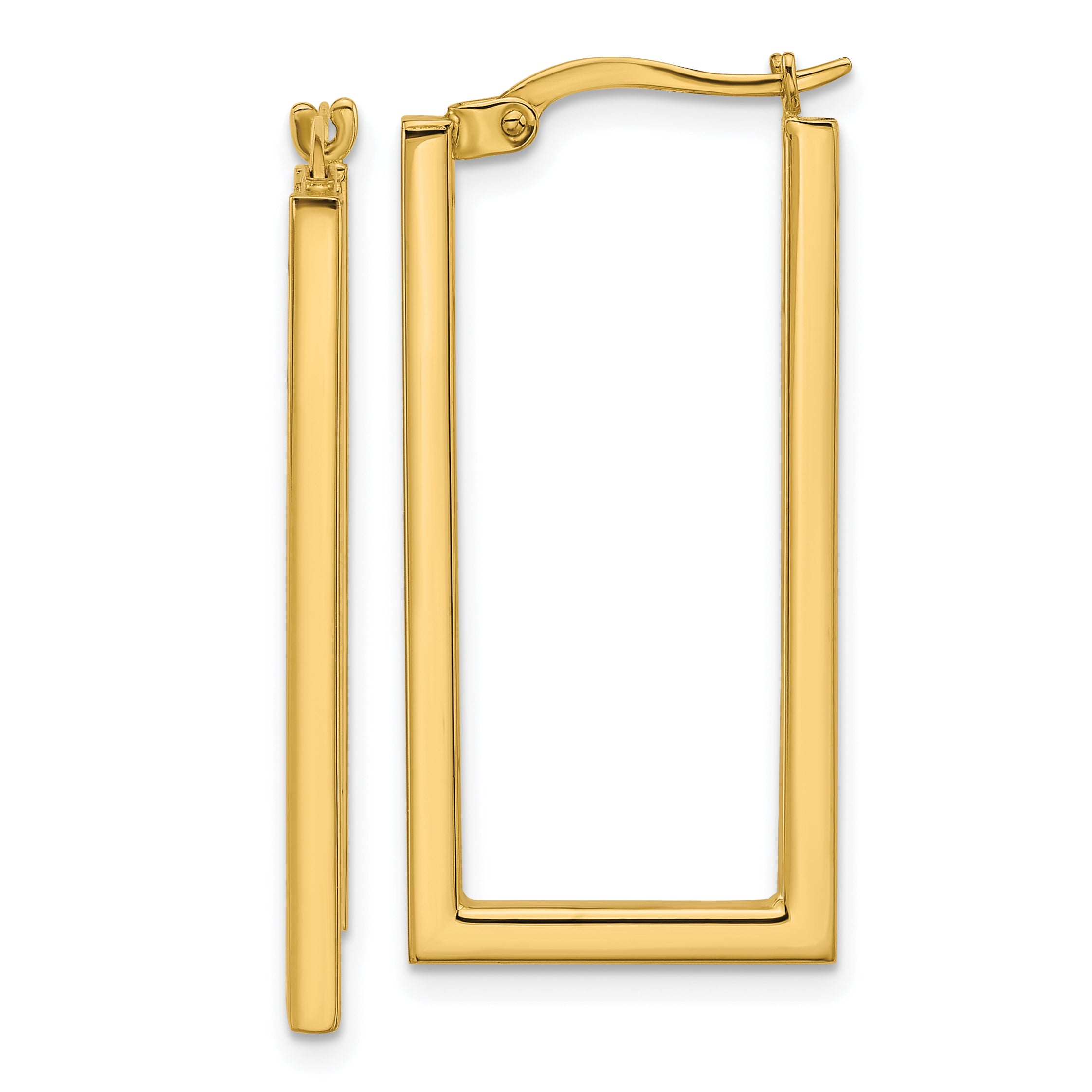 14K Polished Rectangle Hoop Earrings Main image