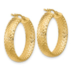 14K Polished Weave Design Round Hoop Earrings