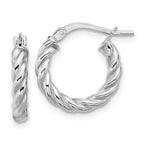 14K w/White RH-plat Polished/Twisted Round Hoop Earrings
