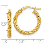 14K Polished and Twisted Round Hoop Earrings