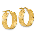 14K Polished and Diamond-cut Round Hoop Earrings