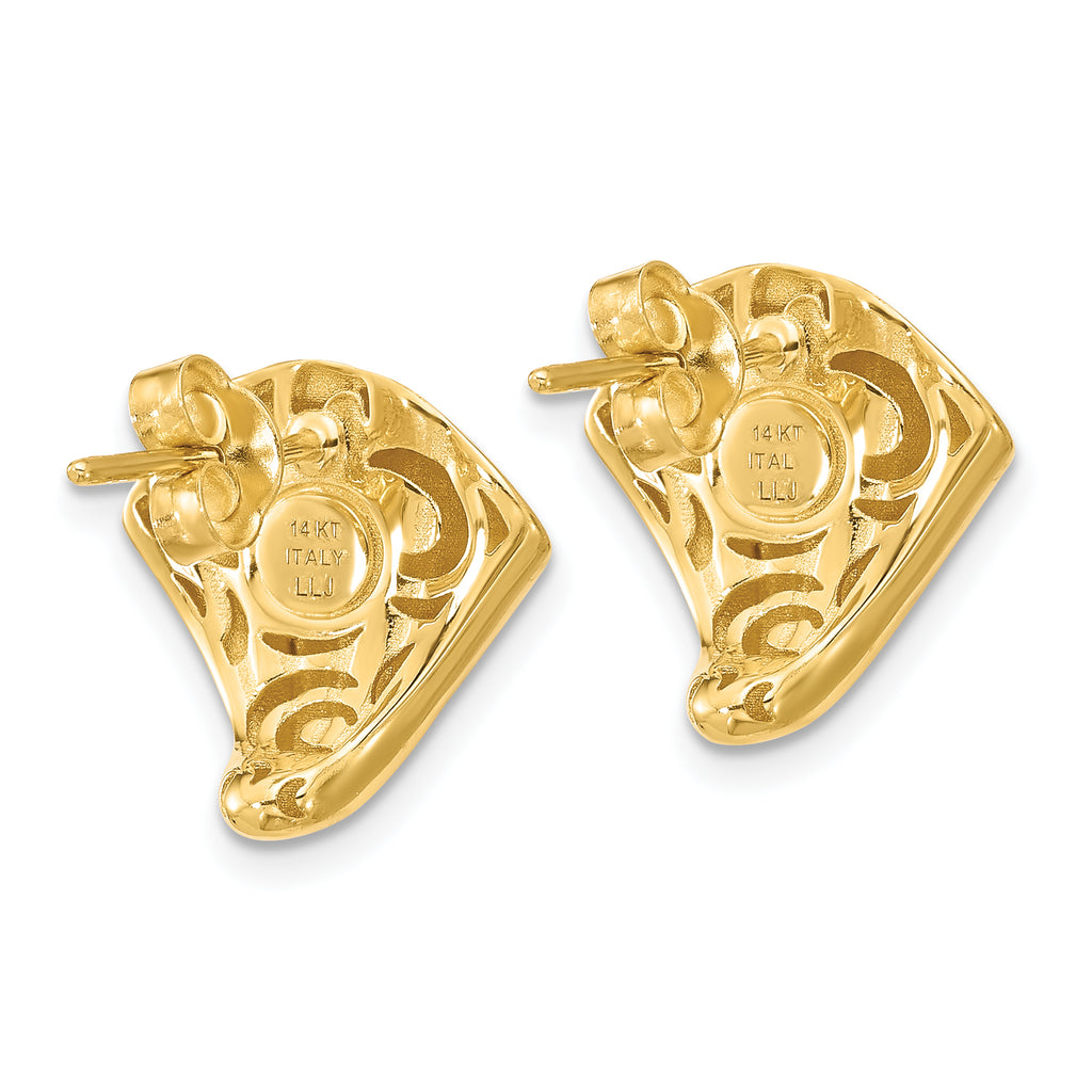 14K w/Black Enamel Polished Fancy Post Earrings