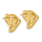 14K w/Black Enamel Polished Fancy Post Earrings