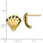 14K w/Black Enamel Polished Fancy Post Earrings
