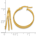 14K Polished 3-row Round Hoop Earrings