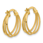 14K Polished 3-row Round Hoop Earrings