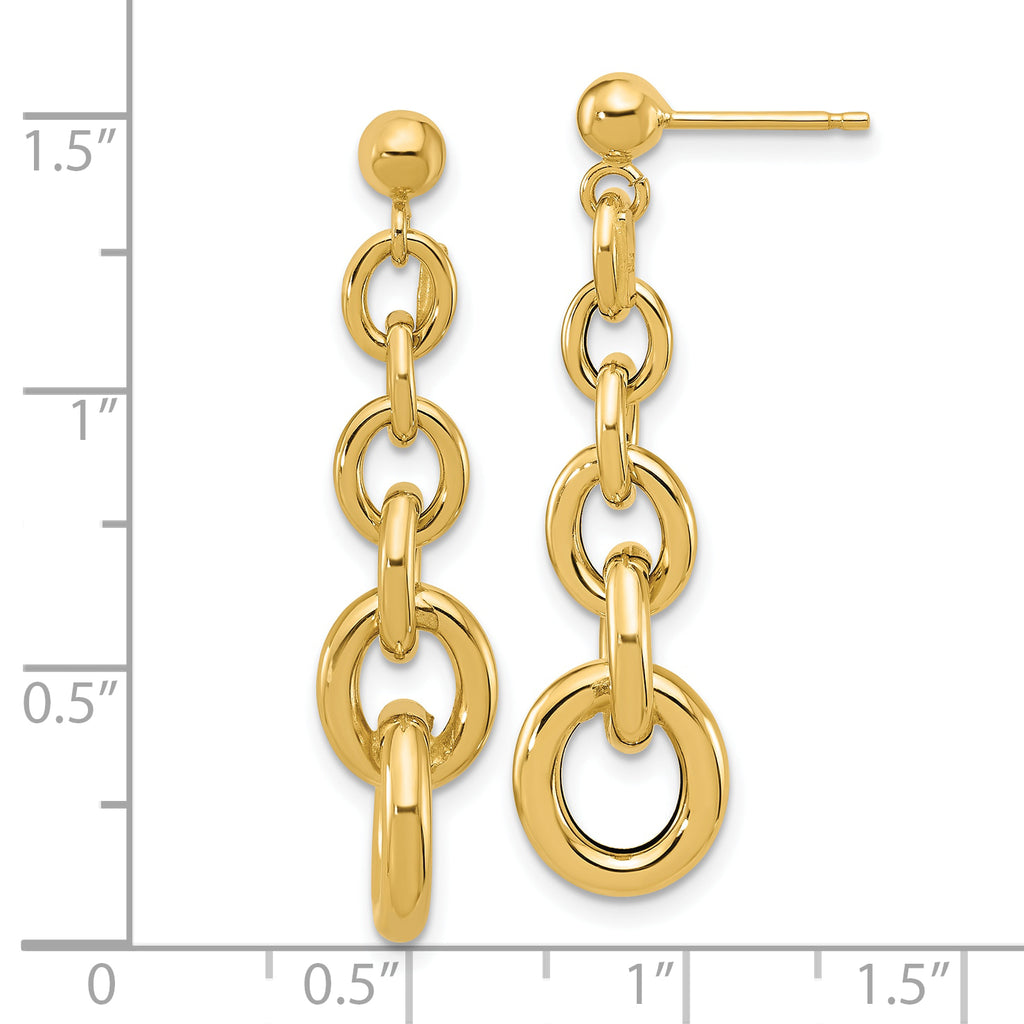 14K Polished Fancy Circle Link Dangle Post Earrings