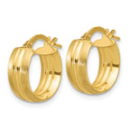 14K Polished and Satin Round Hoop Earrings