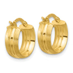14K Polished and Satin Round Hoop Earrings