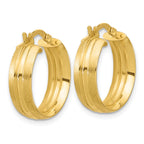 14K Polished and Satin Round Hoop Earrings