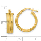 14K Polished and Satin Round Hoop Earrings