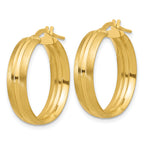 14K Polished and Satin Round Hoop Earrings
