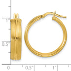 14K Polished and Satin Round Hoop Earrings
