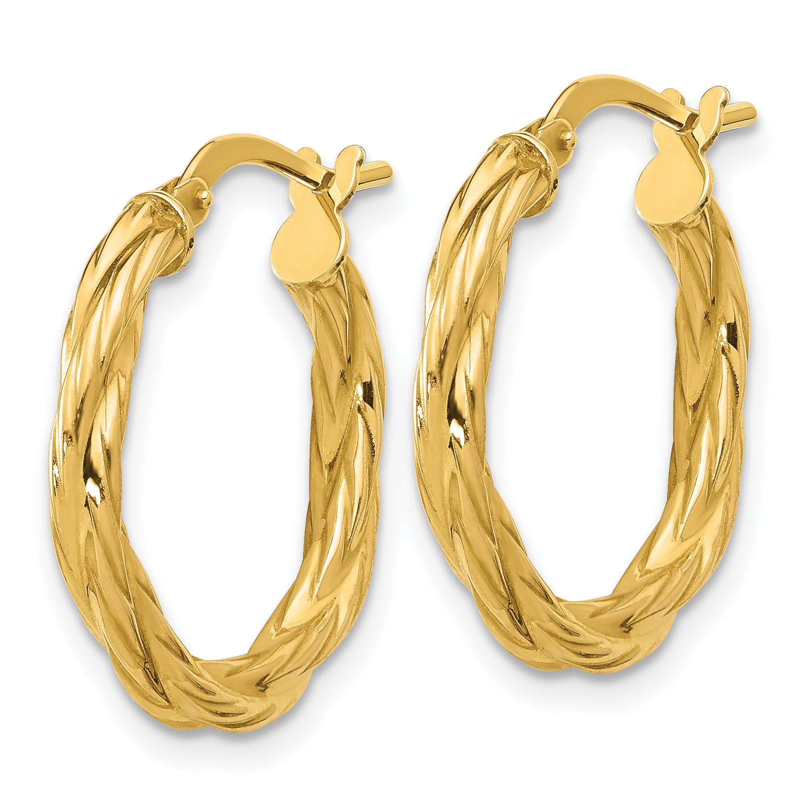 14K Polished Twisted Round Hoop Earrings Secondary image