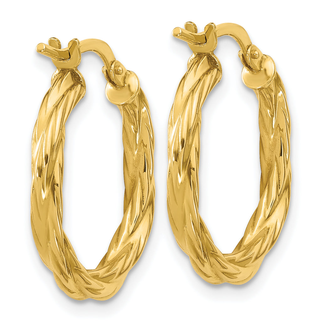 14K Polished Twisted Round Hoop Earrings