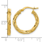 14K Polished Twisted Round Hoop Earrings