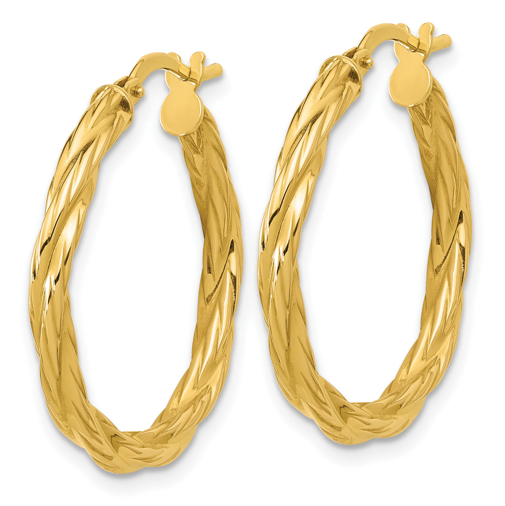 14K Polished Twisted Round Hoop Earrings