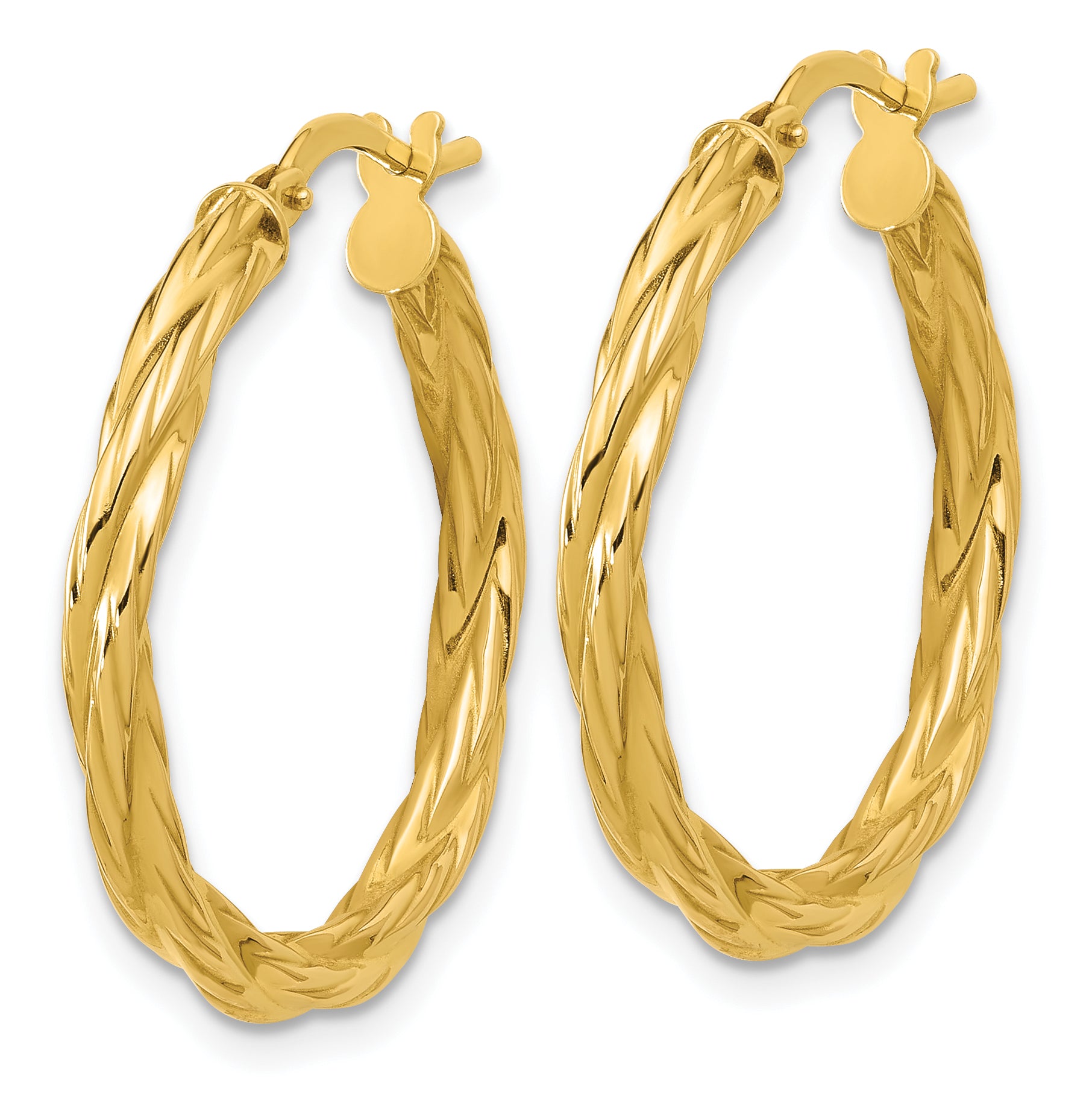 14K Polished Twisted Round Hoop Earrings