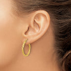 14K Polished Twisted Round Hoop Earrings
