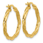 14K Polished Twisted Round Hoop Earrings